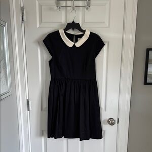 Kate Spade Black and White Pleated Dress with Peter Pan Collar